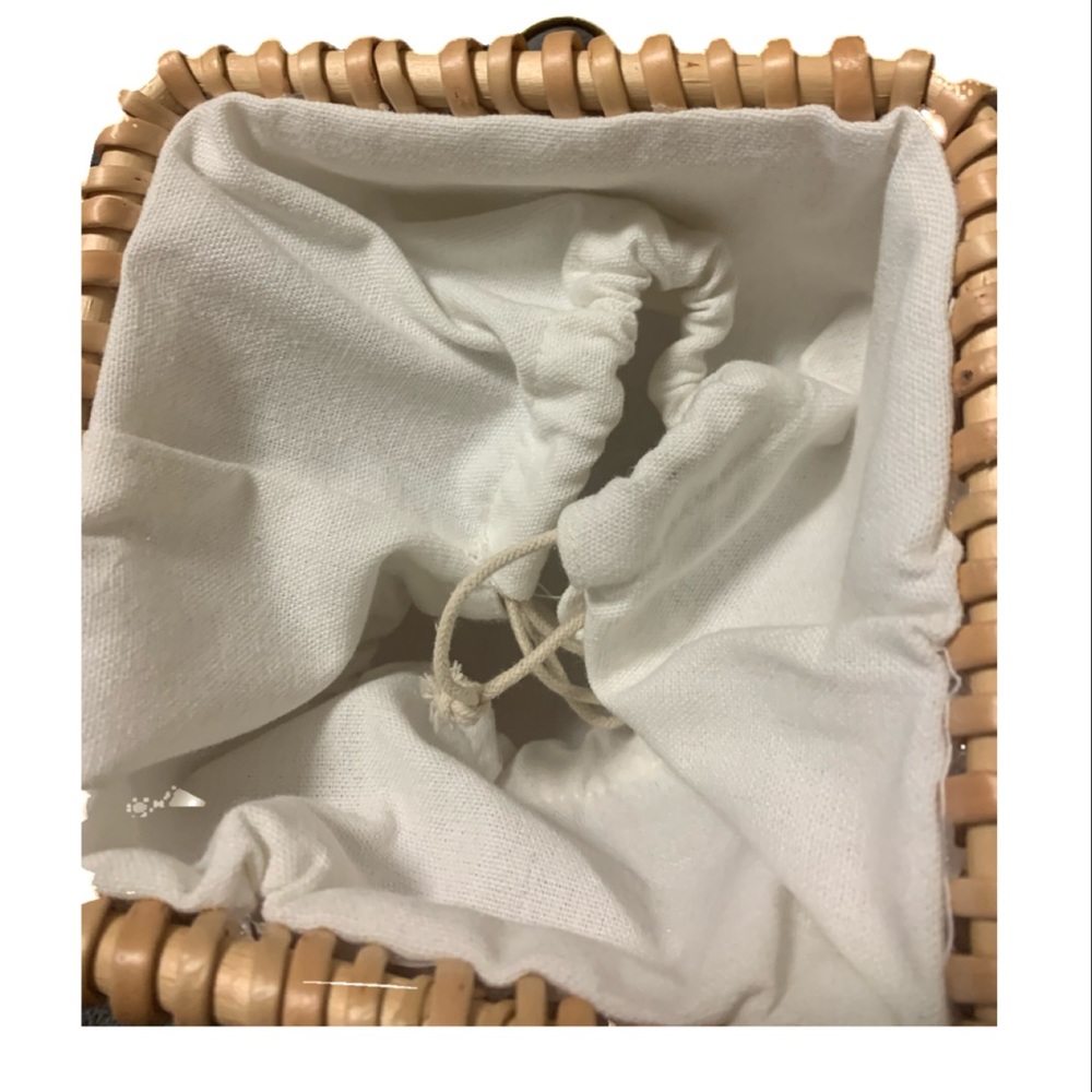 1 left! Faux Pearl Rattan Khaki Small Bucket Bag - Picture 15 of 16